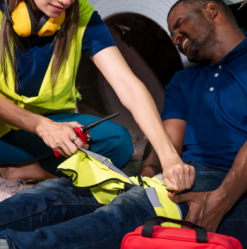 aed and manikin on table