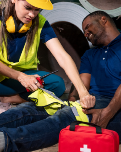 aed and manikin on table