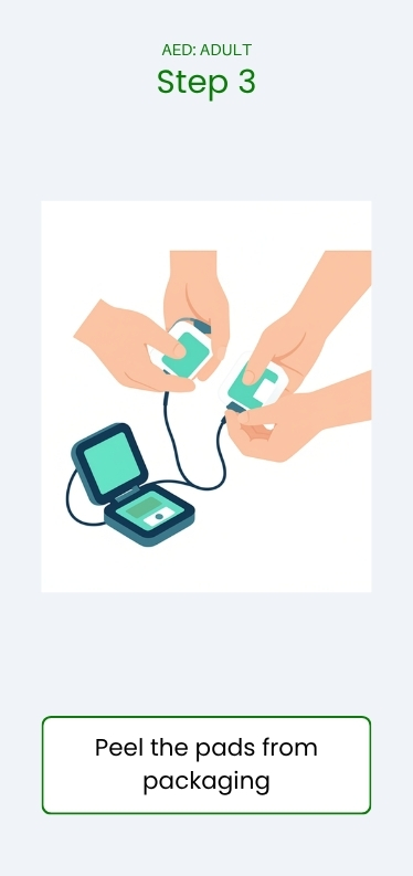 AED Use remove and peel pads